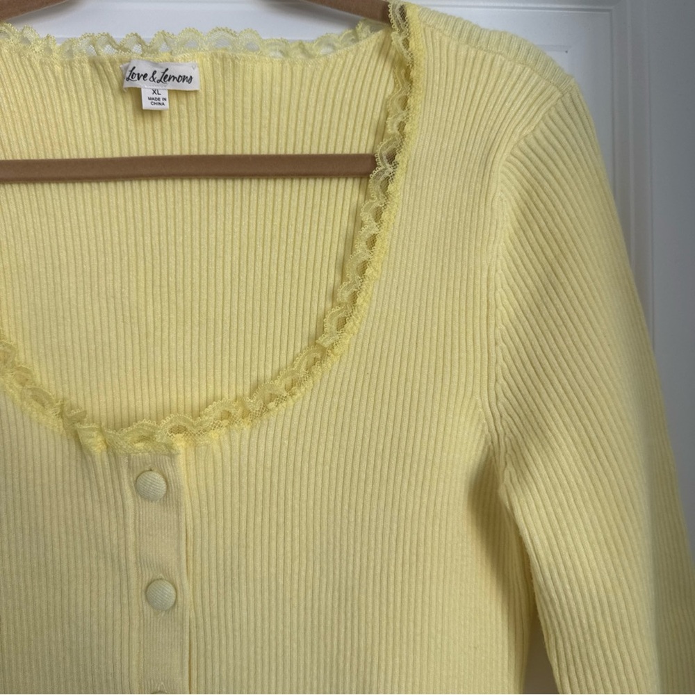 For Love And Lemons Jolie Cardigan Pale Yellow Size XL Excellent Condition - Picture 4 of 9
